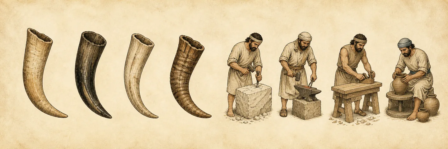 Four horns and four craftsmen in one plate: Exactly four horns that scattered the people; Exactly four craftsmen come to cast them down.